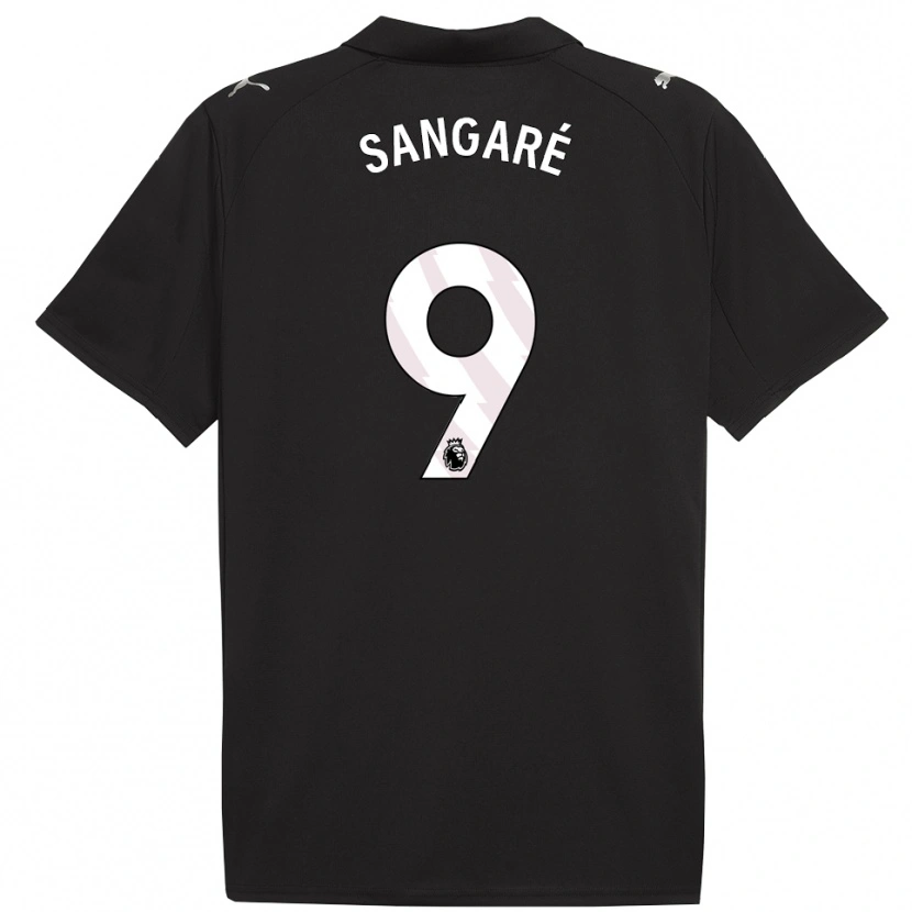 Danxen Homme Maillot Mahamadou Sangaré #9 Noir Blanc Tenues Extérieur 2025/26 T-Shirt