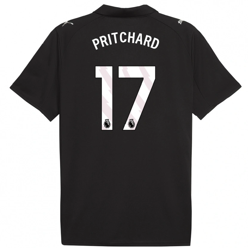 Danxen Homme Maillot Poppy Pritchard #17 Noir Blanc Tenues Extérieur 2025/26 T-Shirt