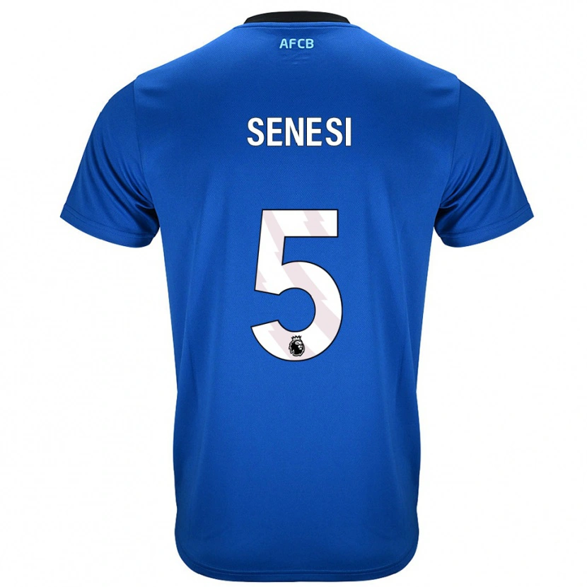 Danxen Homme Maillot Marcos Senesi #5 Bleu Noir Tenues Extérieur 2025/26 T-Shirt
