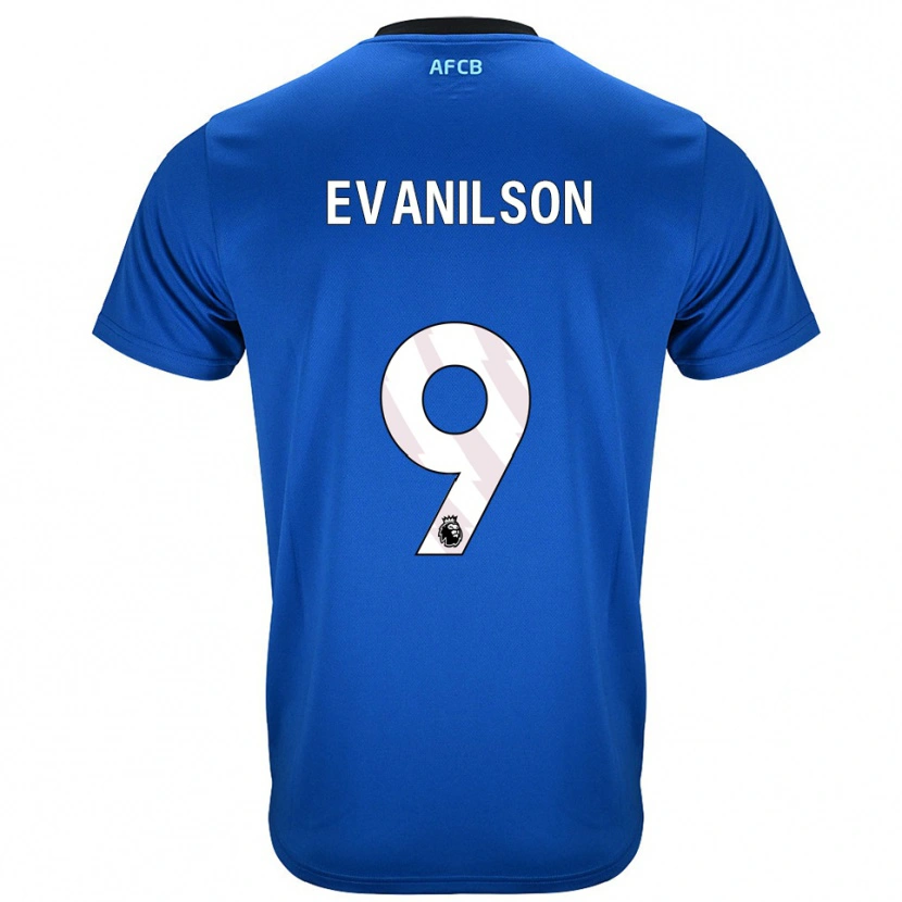 Danxen Homme Maillot Evanilson #9 Bleu Noir Tenues Extérieur 2025/26 T-Shirt