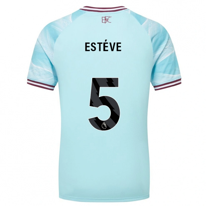 Danxen Homme Maillot Maxime Estève #5 Bleu Ciel Bourgogne Tenues Extérieur 2025/26 T-Shirt