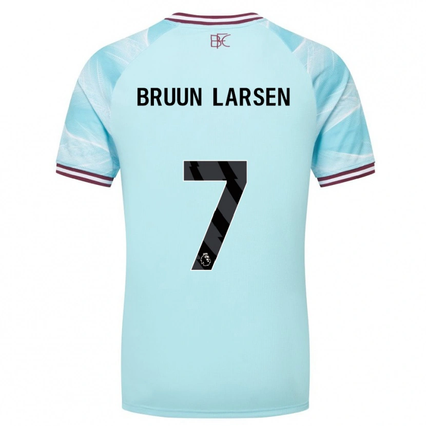 Danxen Homme Maillot Jacob Bruun Larsen #7 Bleu Ciel Bourgogne Tenues Extérieur 2025/26 T-Shirt