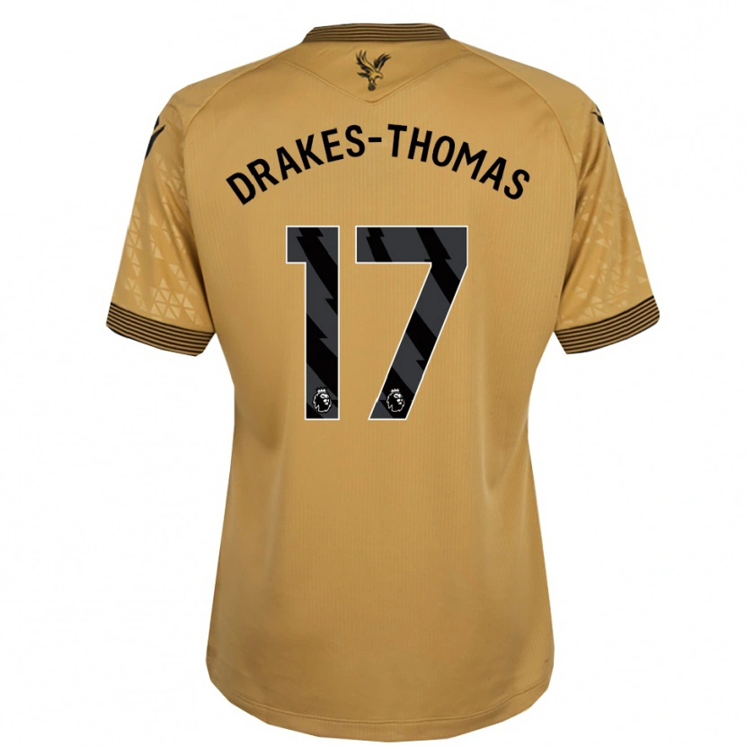 Danxen Homme Maillot Joél Drakes-Thomas #17 Or Noir Tenues Extérieur 2025/26 T-Shirt
