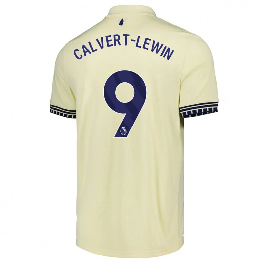 Danxen Homme Maillot Dominic Calvert-Lewin #9 Blanc Cassé Noir Tenues Extérieur 2025/26 T-Shirt