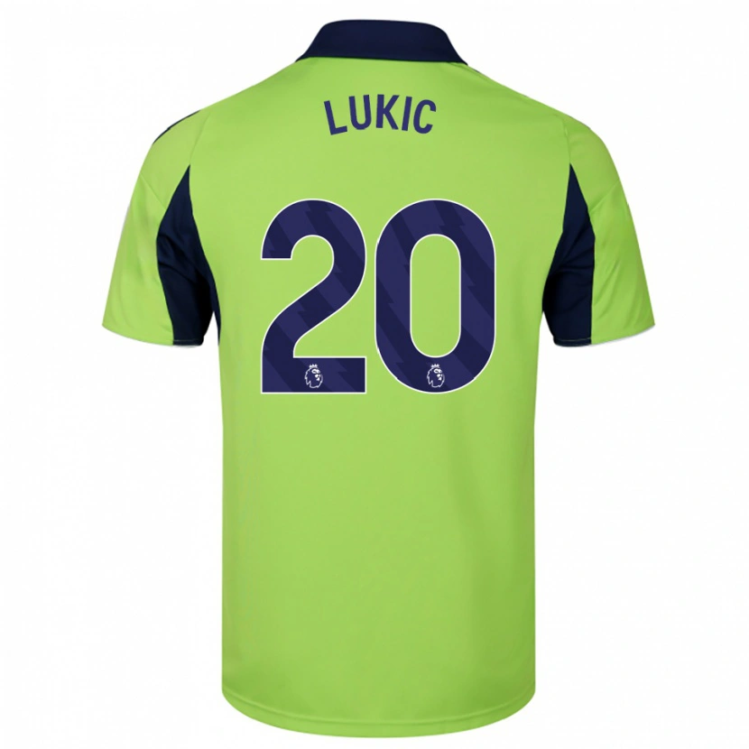Danxen Homme Maillot Saša Lukić #20 Vert Marine Blanc Tenues Extérieur 2025/26 T-Shirt