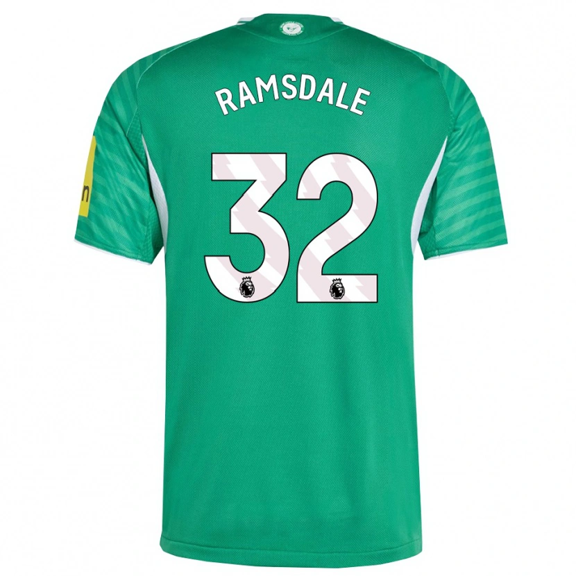 Danxen Homme Maillot Aaron Ramsdale #32 Vert Blanc Tenues Extérieur 2025/26 T-Shirt