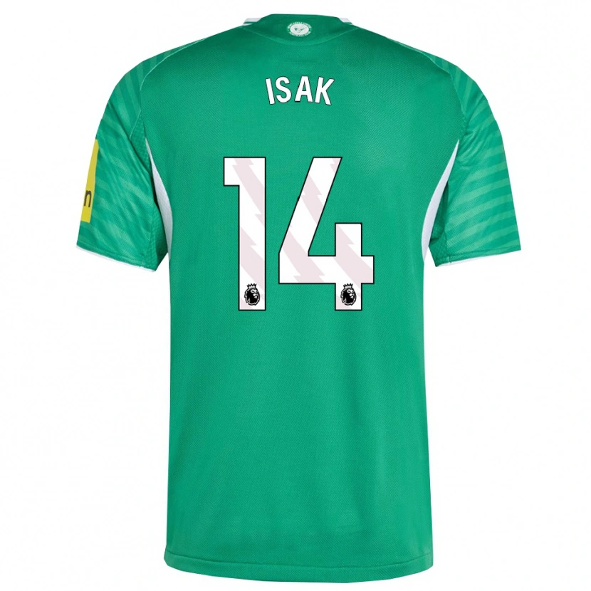 Danxen Homme Maillot Alexander Isak #14 Vert Blanc Tenues Extérieur 2025/26 T-Shirt