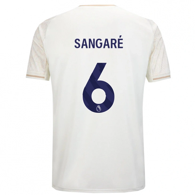 Danxen Homme Maillot Ibrahim Sangaré #6 Blanc Cassé Noir Tenues Extérieur 2025/26 T-Shirt