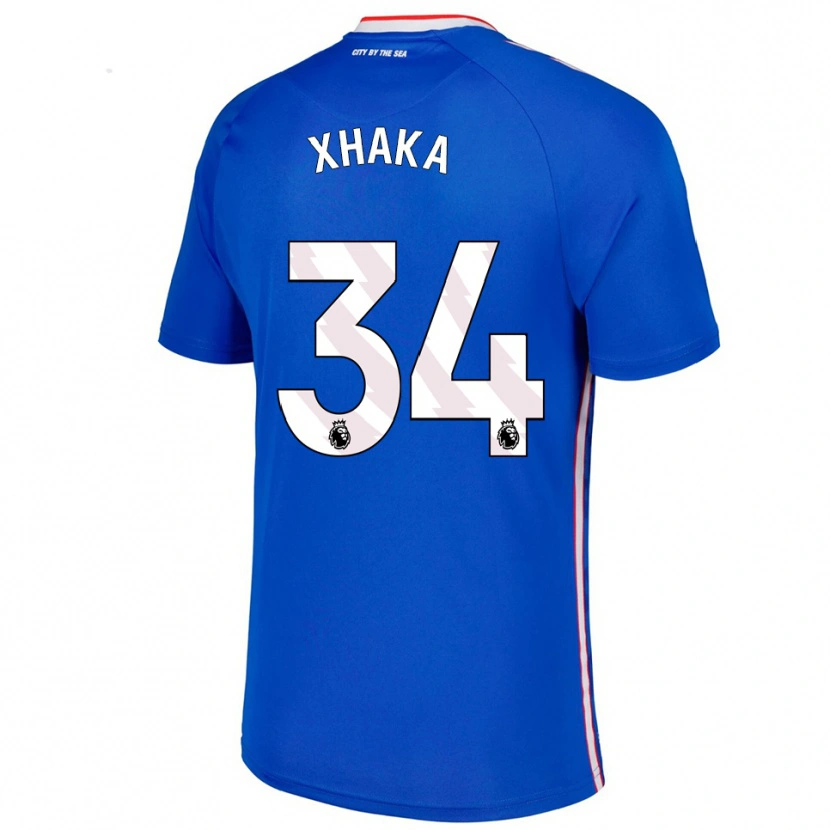 Danxen Homme Maillot Granit Xhaka #34 Bleu Blanc Tenues Extérieur 2025/26 T-Shirt