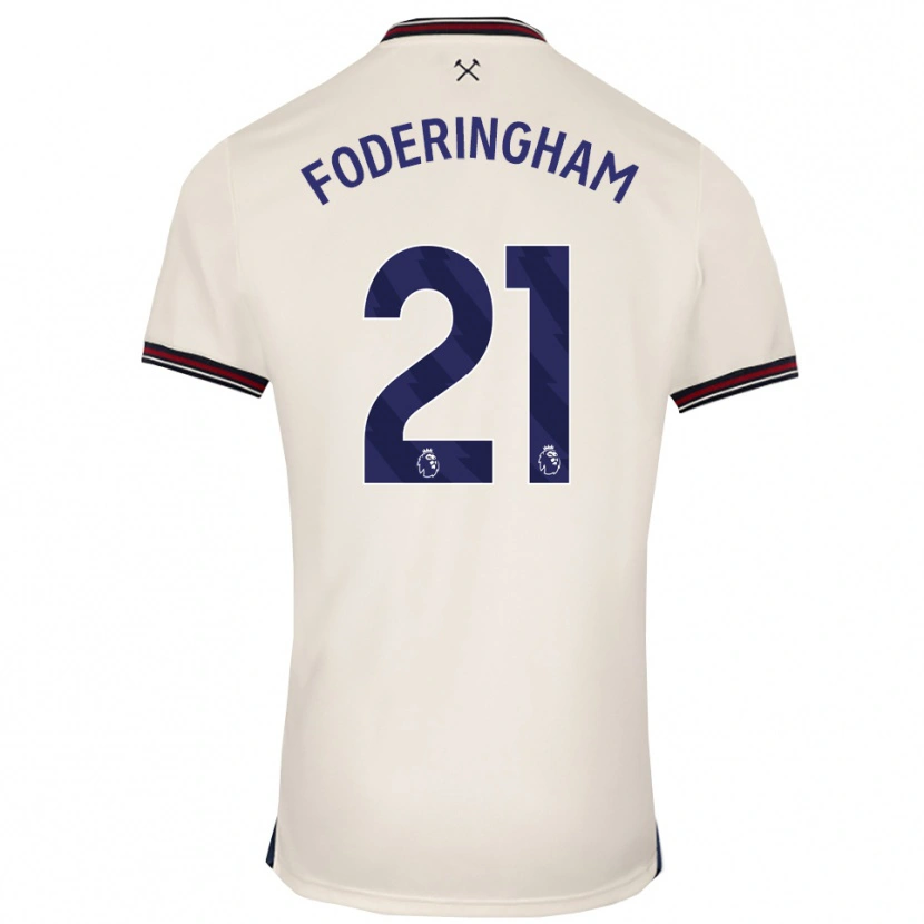 Danxen Homme Maillot Wes Foderingham #21 Blanc Cassé Tenues Extérieur 2025/26 T-Shirt
