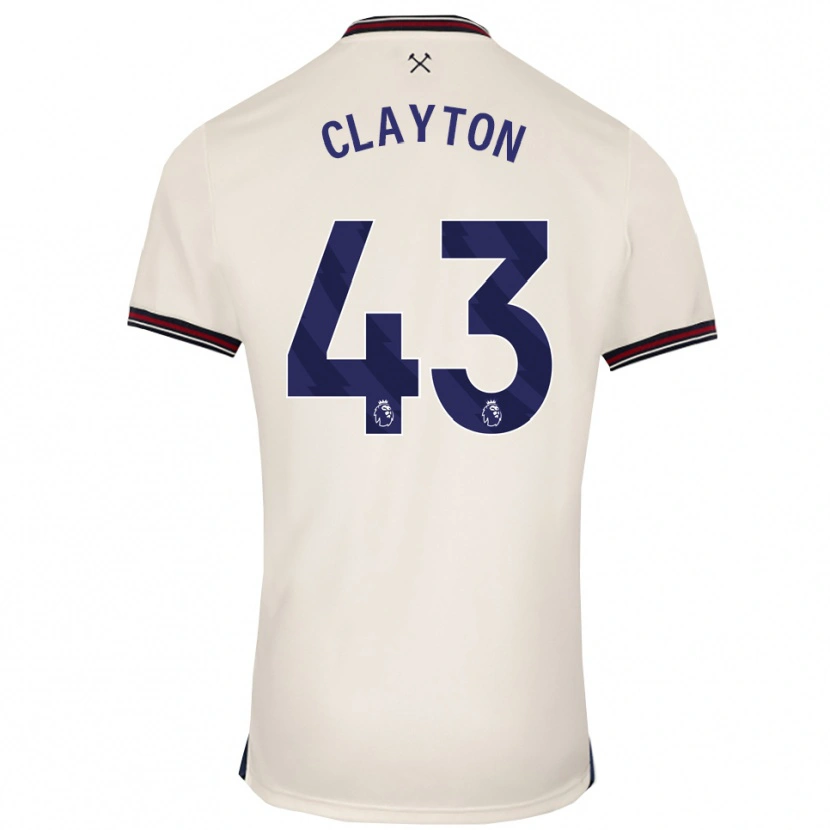 Danxen Homme Maillot Regan Clayton #43 Blanc Cassé Tenues Extérieur 2025/26 T-Shirt