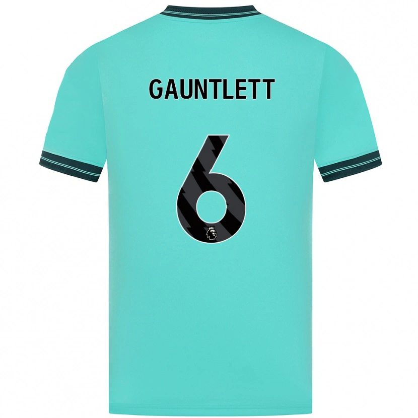 Danxen Homme Maillot Maz Gauntlett #6 Bleu Ciel Vert Tenues Extérieur 2025/26 T-Shirt