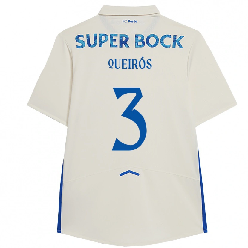 Danxen Homme Maillot Mariana Queirós #3 Blanc Bleu Troisieme 2025/26 T-Shirt