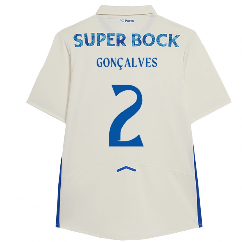 Danxen Homme Maillot Ema Gonçalves #2 Blanc Bleu Troisieme 2025/26 T-Shirt