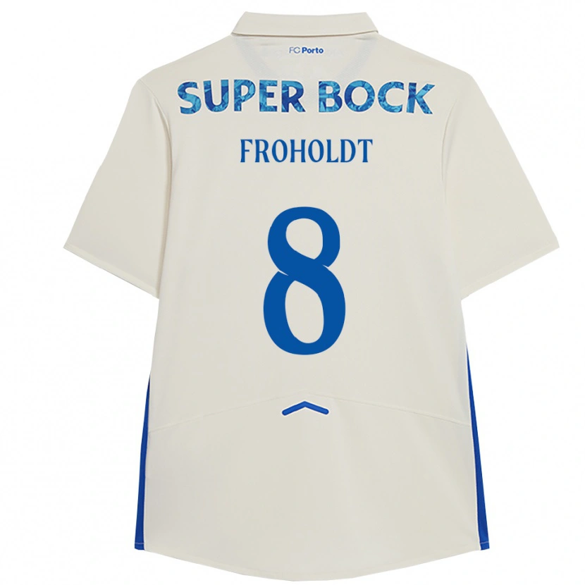 Danxen Homme Maillot Victor Froholdt #8 Blanc Bleu Troisieme 2025/26 T-Shirt