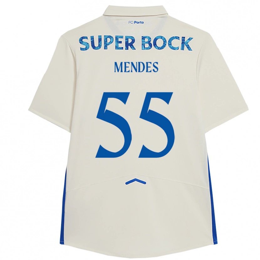 Danxen Homme Maillot Joao Mendes #55 Blanc Bleu Troisieme 2025/26 T-Shirt