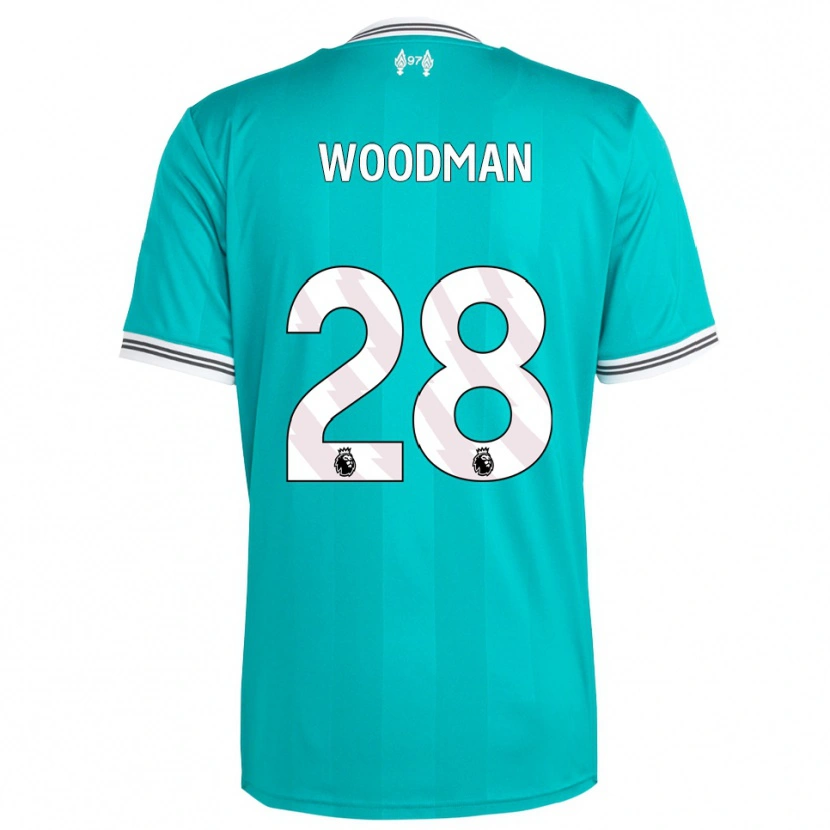 Danxen Homme Maillot Freddie Woodman #28 Vert Blanc Troisieme 2025/26 T-Shirt