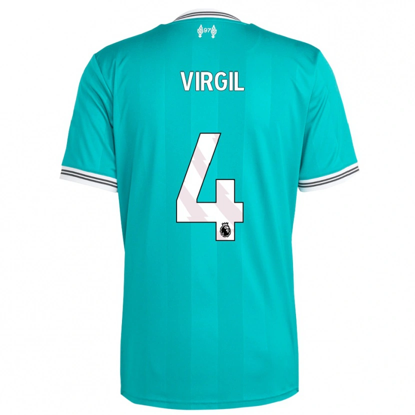 Danxen Homme Maillot Virgil Van Dijk #4 Vert Blanc Troisieme 2025/26 T-Shirt