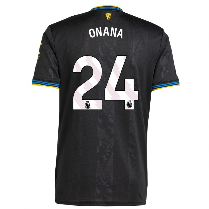 Danxen Homme Maillot André Onana #24 Noir Jaune Bleu Troisieme 2025/26 T-Shirt