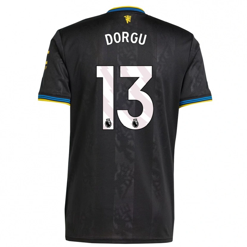 Danxen Homme Maillot Patrick Dorgu #13 Noir Jaune Bleu Troisieme 2025/26 T-Shirt