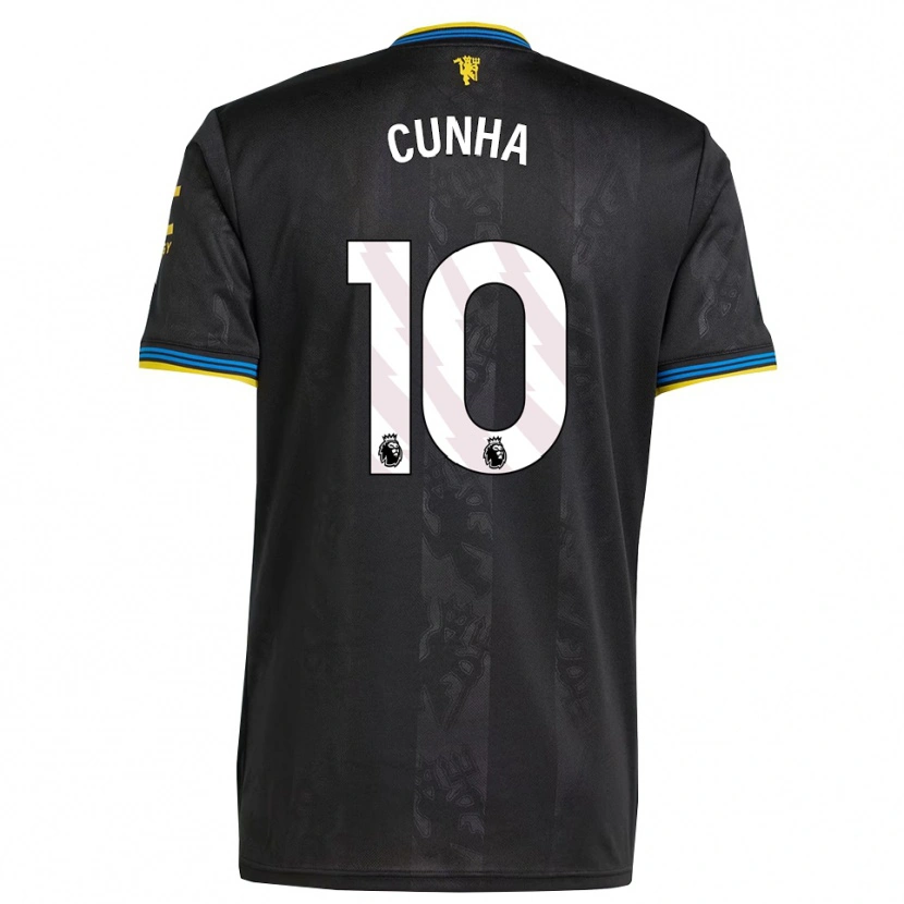 Danxen Homme Maillot Matheus Cunha #10 Noir Jaune Bleu Troisieme 2025/26 T-Shirt