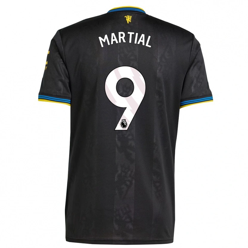 Danxen Homme Maillot Anthony Martial #9 Noir Jaune Bleu Troisieme 2025/26 T-Shirt