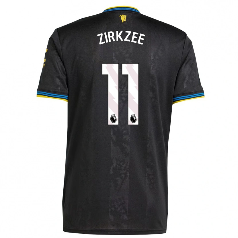 Danxen Homme Maillot Joshua Zirkzee #11 Noir Jaune Bleu Troisieme 2025/26 T-Shirt
