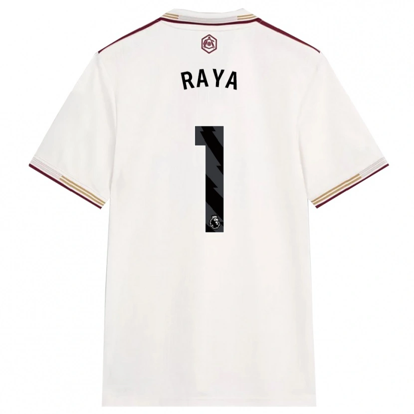 Danxen Homme Maillot David Raya #1 Blanc Cassé Bourgogne Troisieme 2025/26 T-Shirt