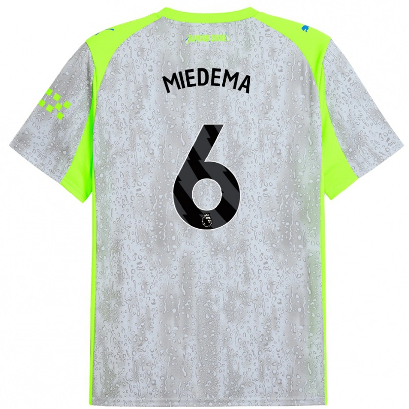 Danxen Homme Maillot Vivianne Miedema #6 Gris Jaune Troisieme 2025/26 T-Shirt
