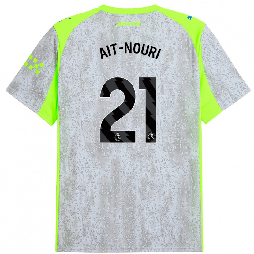 Danxen Homme Maillot Rayan Aït-Nouri #21 Gris Jaune Troisieme 2025/26 T-Shirt