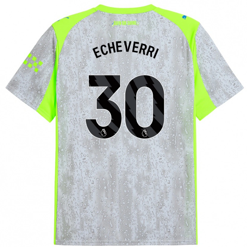 Danxen Homme Maillot Claudio Echeverri #30 Gris Jaune Troisieme 2025/26 T-Shirt