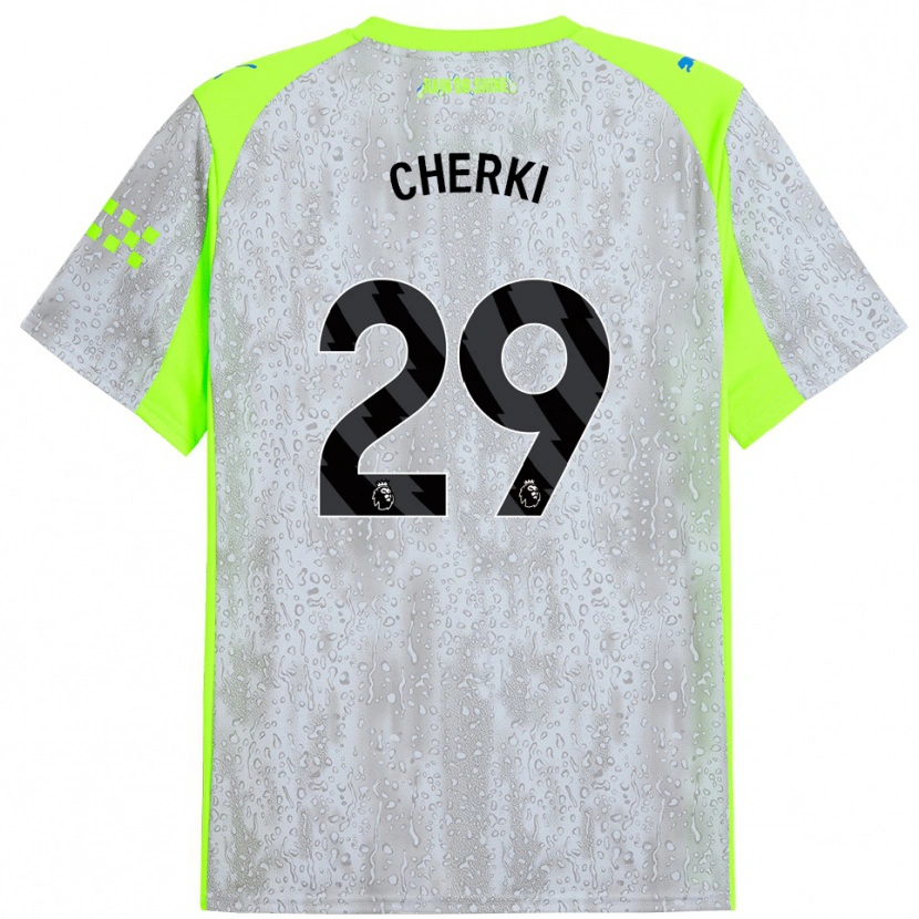 Danxen Homme Maillot Rayan Cherki #29 Gris Jaune Troisieme 2025/26 T-Shirt