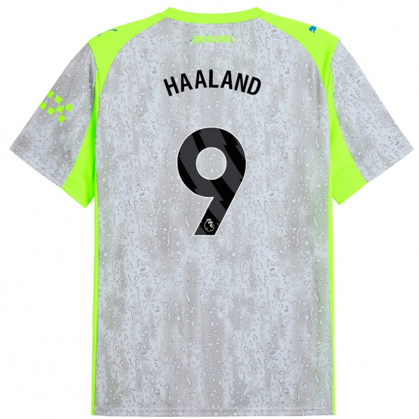 Danxen Homme Maillot Erling Haaland #9 Gris Jaune Troisieme 2025/26 T-Shirt