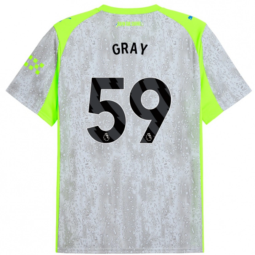Danxen Homme Maillot Charlie Gray #59 Gris Jaune Troisieme 2025/26 T-Shirt