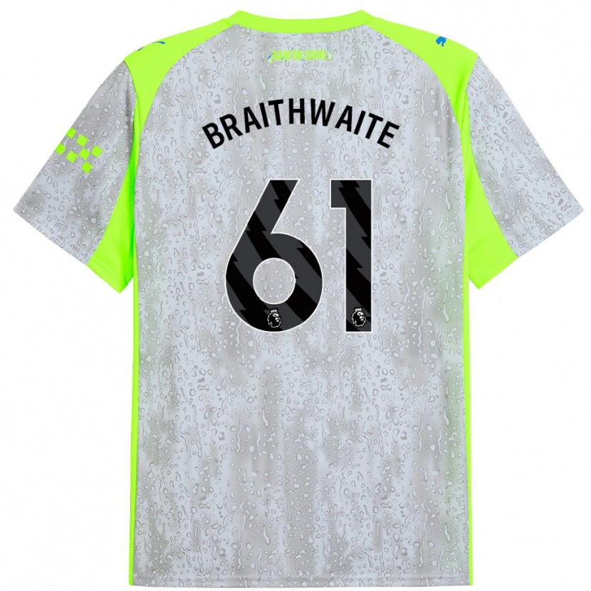Danxen Homme Maillot Kaden Braithwaite #61 Gris Jaune Troisieme 2025/26 T-Shirt
