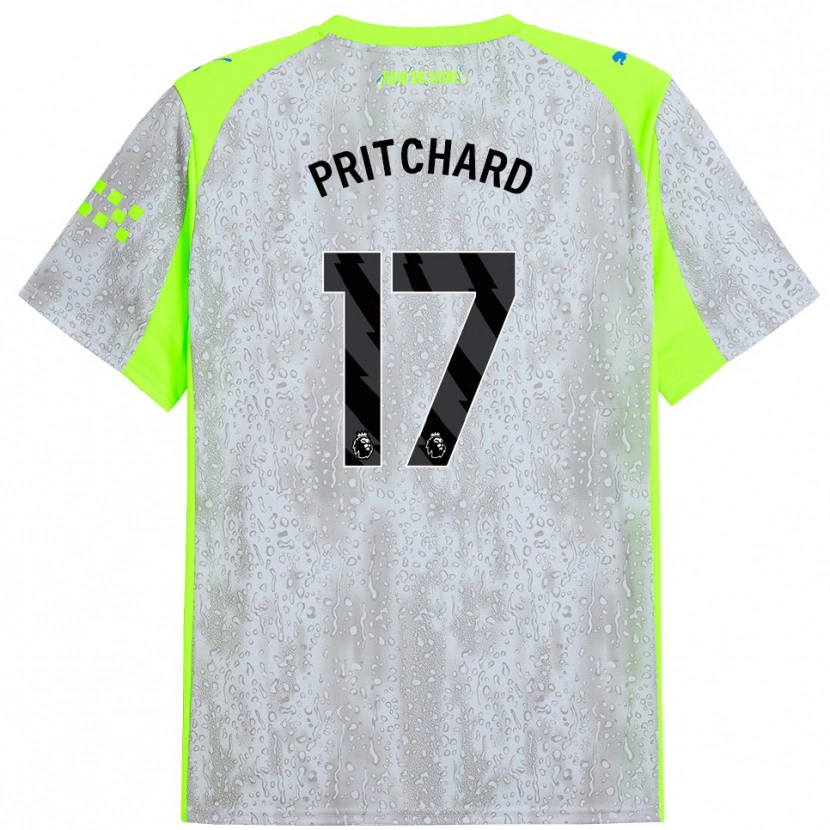 Danxen Homme Maillot Poppy Pritchard #17 Gris Jaune Troisieme 2025/26 T-Shirt