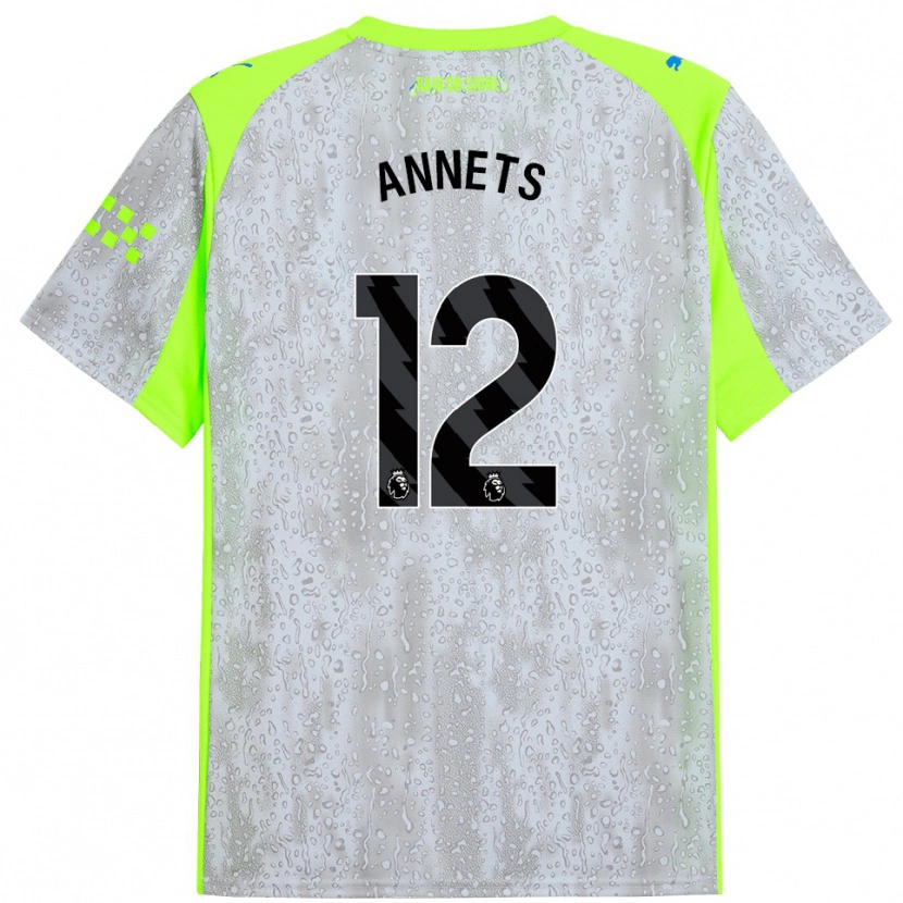 Danxen Homme Maillot Eve Annets #12 Gris Jaune Troisieme 2025/26 T-Shirt
