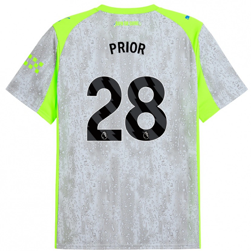 Danxen Homme Maillot Gracie Prior #28 Gris Jaune Troisieme 2025/26 T-Shirt