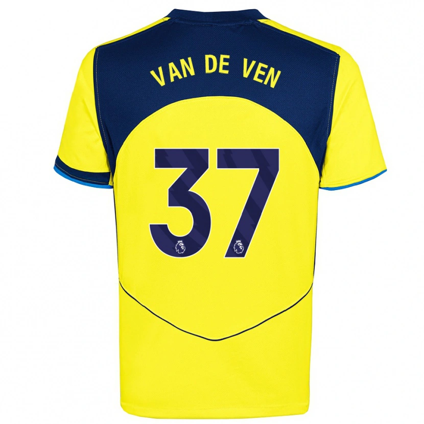 Danxen Homme Maillot Micky Van De Ven #37 Jaune Marine Troisieme 2025/26 T-Shirt