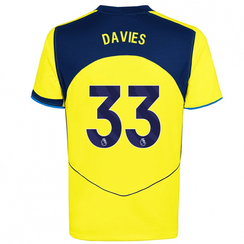 Danxen Homme Maillot Ben Davies #33 Jaune Marine Troisieme 2025/26 T-Shirt
