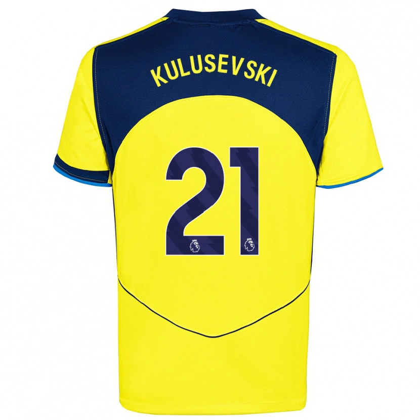 Danxen Homme Maillot Dejan Kulusevski #21 Jaune Marine Troisieme 2025/26 T-Shirt