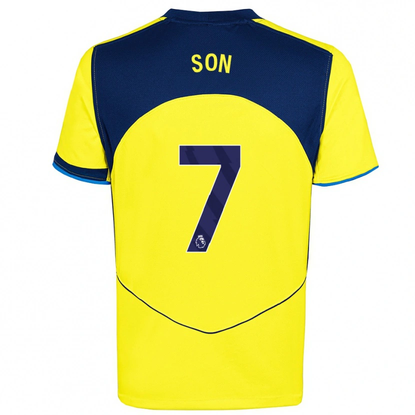 Danxen Homme Maillot Heung-Min Son #7 Jaune Marine Troisieme 2025/26 T-Shirt