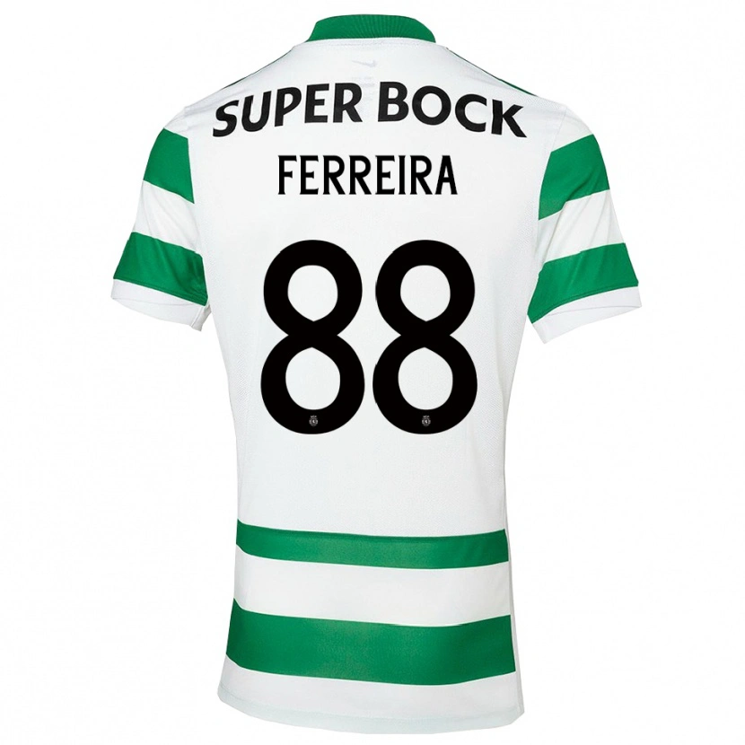 Danxen Femme Maillot Tiago Ferreira #88 Vert Blanc Tenues Domicile 2025/26 T-Shirt