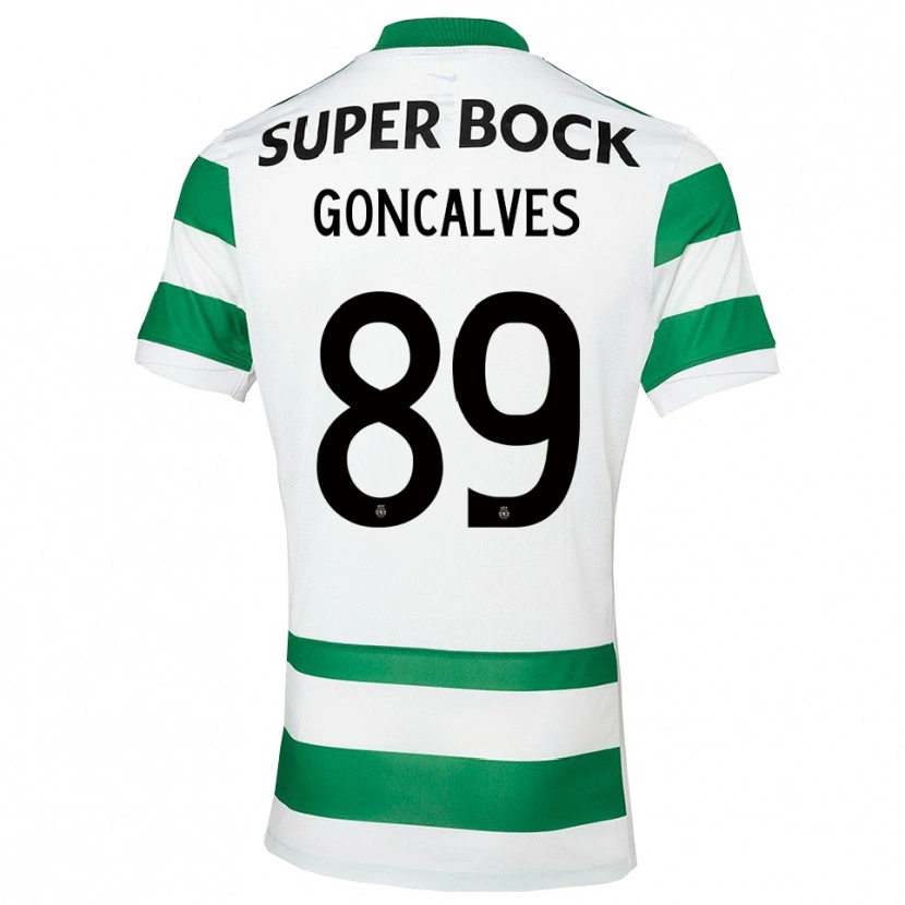 Danxen Femme Maillot Andre Goncalves #89 Vert Blanc Tenues Domicile 2025/26 T-Shirt