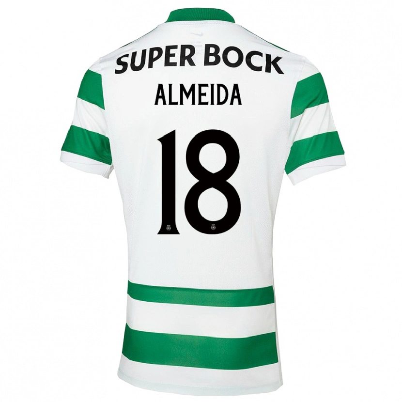 Danxen Femme Maillot Miguel Almeida #18 Vert Blanc Tenues Domicile 2025/26 T-Shirt