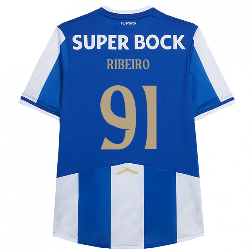 Danxen Femme Maillot Gonçalo Ribeiro #91 Bleu Blanc Tenues Domicile 2025/26 T-Shirt