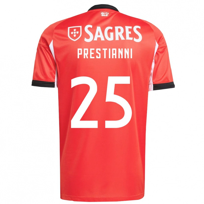 Danxen Femme Maillot Gianluca Prestianni #25 Rouge Blanc Tenues Domicile 2025/26 T-Shirt