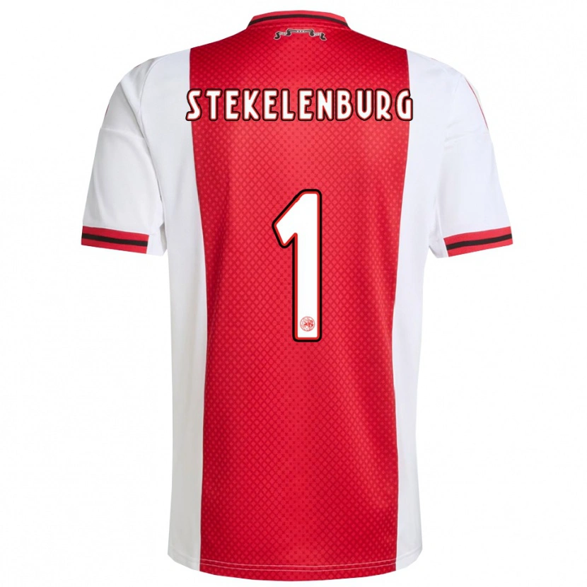 Danxen Femme Maillot Maarten Stekelenburg #1 Rouge Blanc Tenues Domicile 2025/26 T-Shirt