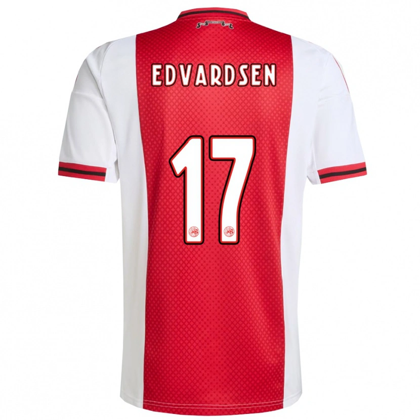 Danxen Femme Maillot Oliver Edvardsen #17 Rouge Blanc Tenues Domicile 2025/26 T-Shirt