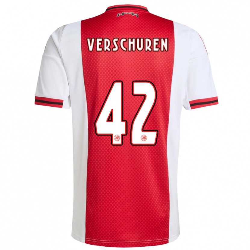 Danxen Femme Maillot Nick Verschuren #42 Rouge Blanc Tenues Domicile 2025/26 T-Shirt